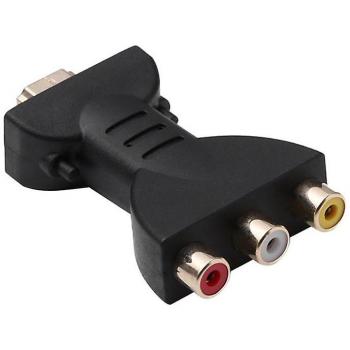 Extensor de Conexión Video Audio Componente RGB a 3 RCA Negro