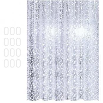 Rideau d'Intérieur 180 cm x 180 cm – PEVA Semi-Transparent, Galet Design