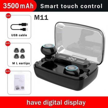 M11 auriculares inalámbricos Bluetooth 5.0, tecnología TWS, audio estéreo 9D, cargador incluido de 3500mAh, compatible con Xiaomi PK G02