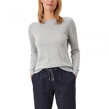S.Oliver RED LABEL Pullover in Silber Melange mit U‑Boot-Ausschnitt – Größe 36