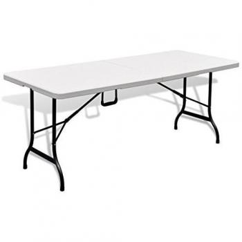 VidaXL Tavolo da picnic pieghevole bianco 180 x 75 x 74 cm HDPE