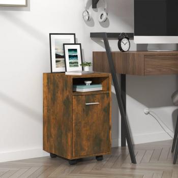 Smoked Oak Side Cabinet with Wheels