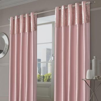 Sienna Pair of Crushed Velvet Band Fully Lined Eyelet Curtains