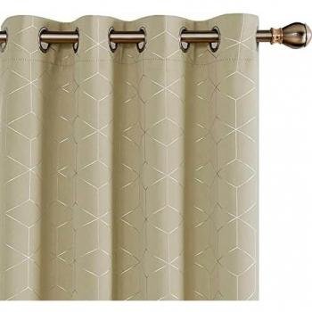 Deconovo Tende Camicia di Panno 140x260 cm – Stampa Diamante – Beige scuro