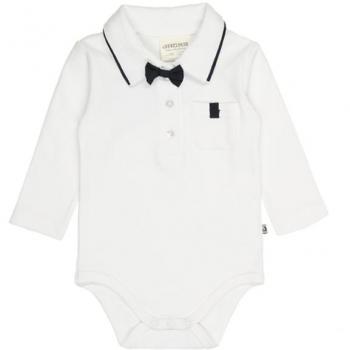 Body elegante a maniche lunghe con papillon staccabile bianco/blu