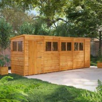 Power Sheds 18ft x 4ft Overlap Pent Shed with Dip Treatment