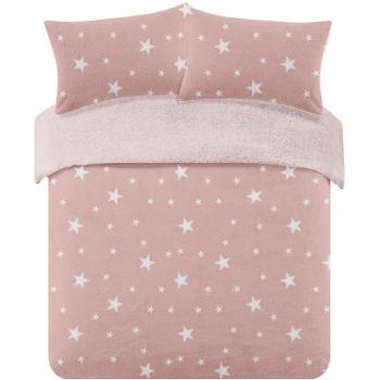 Dreamscene Star Teddy Fleece Duvet Cover and Pillowcase Set