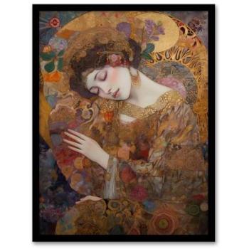 Bedroom Art Print: Asleep by Gustav Klimt – Portrait of a Woman, 12x16