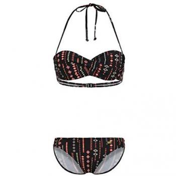 Bügel-Bandeau-Bikini BUFFALO, Damen, Gr. 34, Cup B, schwarz (schwarz, bedruckt)