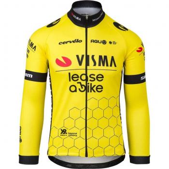 Maglia Visma Lease Replica a Bike 2024 Manica Lunga Nera-Gialla