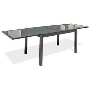Table Extensible Tolede 135-270cm en Aluminium et Verre – Gris Anthracite