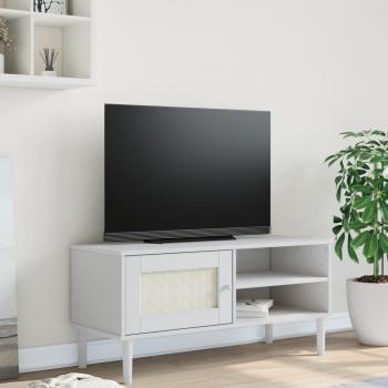 Mobile TV Senja Aspetto Rattan Bianco 106x40x49 Massello Pino cod mxl 132427