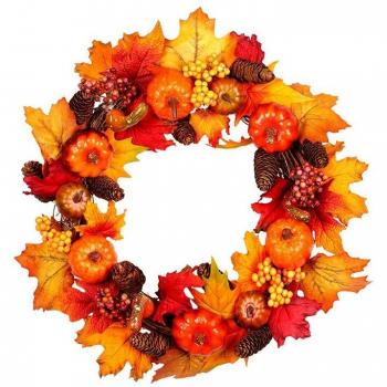 Herbstliche Girlande 45cm mit Ahornblättern für Tür und Fenster