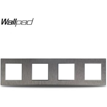 Wallpad S6 DIY Quadrupol‑Tafel – 4‑Wege‑Schalter, Aluminium‑Optik, 344 × 86 mm