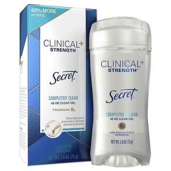 Desodorante gel claro Secret, antitranspirante de fuerza clínica, completamente limpio, 2.6 oz