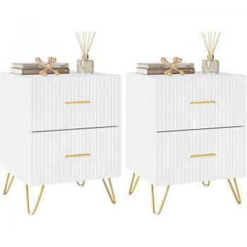 Woltu Night Duo – Lot de deux tables de chevet, style scandinave, couleur blanche