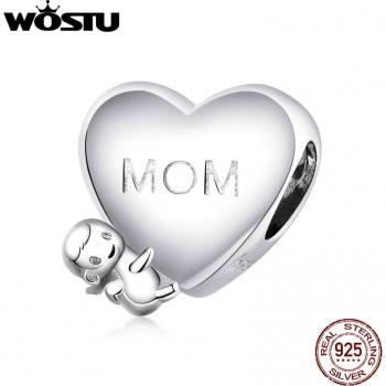 Bracelet en argent 925 pour maman, breloque cœur, CTC218