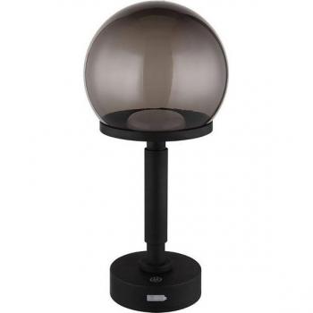 Noir Champignon Fumé – Lampe de table USB‑C, batterie, Touchdimmer, 1 W LED, 18 Lm, blanc chaud