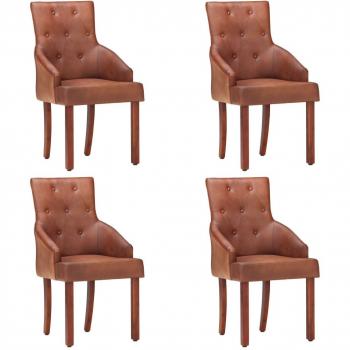 Cadeiras de Sala de Jantar VidaXL Couro Cabra Castanho 4pcs
