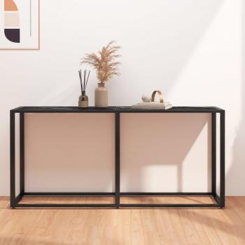 Table console design marbre noir 160x35x75,5 cm Verre trempé