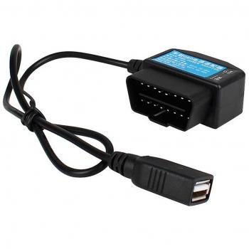 Cable USB de Carga Automotriz 24Horas 5V 3A – Kit Hardwire OBD + Switch 0,5 m (Negro)