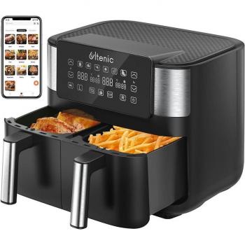 Friteuse à air Ultenic K20, 8 L, double panier, affichage numérique noir