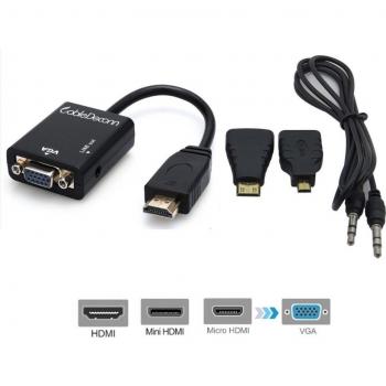 Convertitore HDMI a VGA con audio e cavo mini micro HDMI 3 in 1