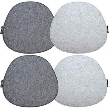 Coussins de Chaise Ovales 40 x 37 cm Isolants 8mm Réversibles Gris