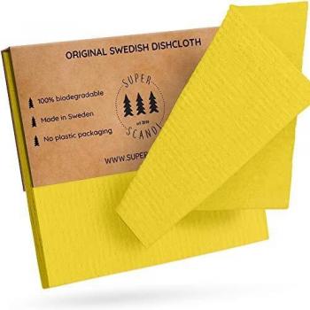 Superscandi Yellow Dish Towels – 6 Stück Schwedisches Waschlappen-Set