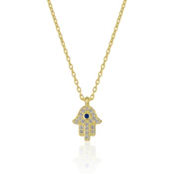 Blue-Hued Hamsa Necklace – Silver Edition