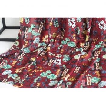 Nicht-transparenter Chiffon mit Retro Blumen