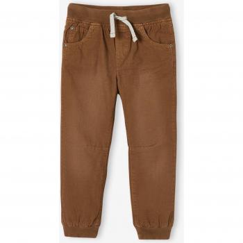 Boys' Cozy Beige Jogger Trousers with Fleece 12/14Y