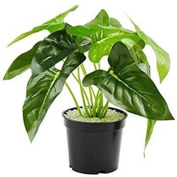 EcoMonstera™ Premium Fake Monstera with Gray Plastic Planter