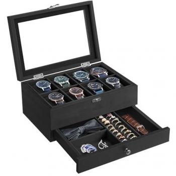 Eight‑Slot Dual‑Tier Watch Vault – Ink Black
