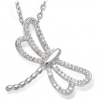Elegant Silver Dragonfly Pendant