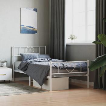Metal Bed Frame without Mattress with Footboard White 100x200cm Vidaxl