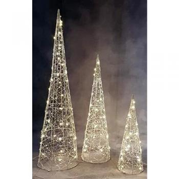 Drahtkegel-Set 3er 90 LEDs warmweiß