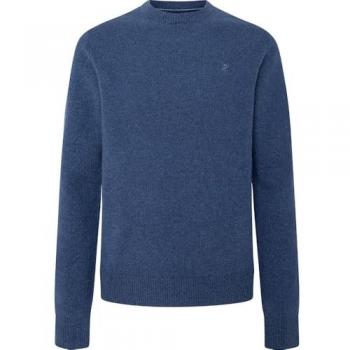 Chambray Blu Maglione Hackett in Lana di Pecora L
