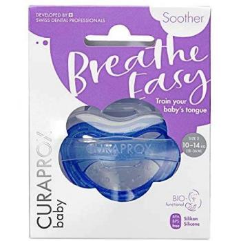 CURAPROX Baby Schnuller Größe 2, blau, für 18-36 Monate, mit Aufbewahrungsbox