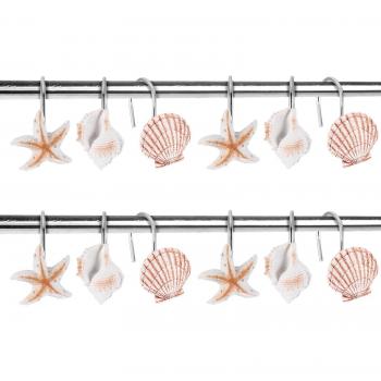 Ganchos de Ducha con Diseño de Diamantes, 12 Piezas, Acrílico y Resina Rosa