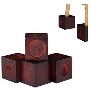 Rialzi per Mobili in Bambù, Set di 4, Altezza 9,4 cm, Marrone Scuro