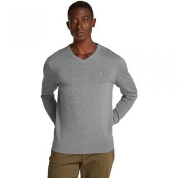 Gris Basalto Tommy Hilfiger Jersey de Hombre, Cuello Pico