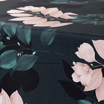 Nappe Décor Bleu Profond – 150x200 cm, Fleurs & Feuilles