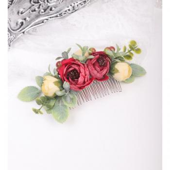 Classic Red Rose Hairpiece for Weddings
