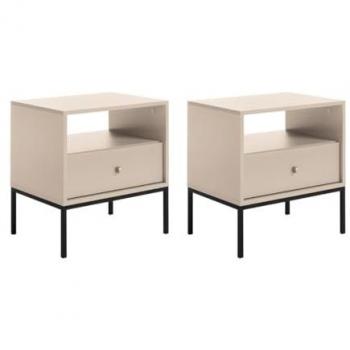 Beige Nachttische mit 1 Schublade und Ablage