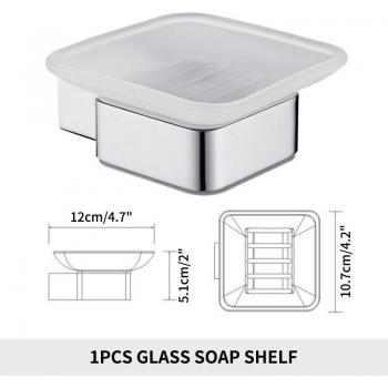 Frosted Glass Dish Soap Holder in Square Stainless Steel