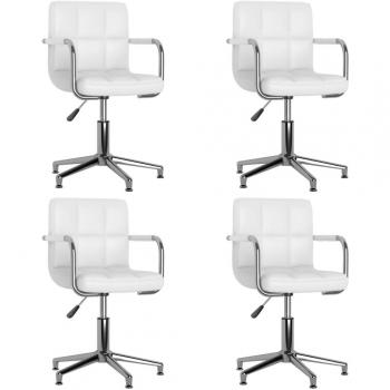 Sillas de comedor giratorias 4 unidades cuero sintético blanco vidaXL