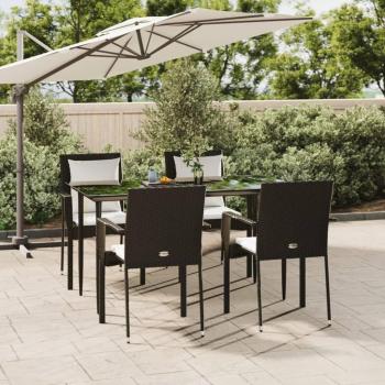 Set mobilier d'extérieur VidaXL – Table, chaises en résine noire tressée (3185097)