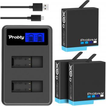 Probty 1680mAh Akku für GoPro 8 7 6 5 mit LCD Ladegerät