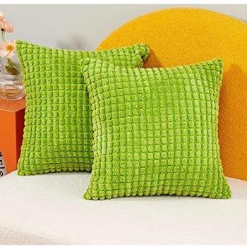 Deconovo Rustic Grass Corduroy Cushion Covers – 26 Square, Invisible Zip, Duo Package